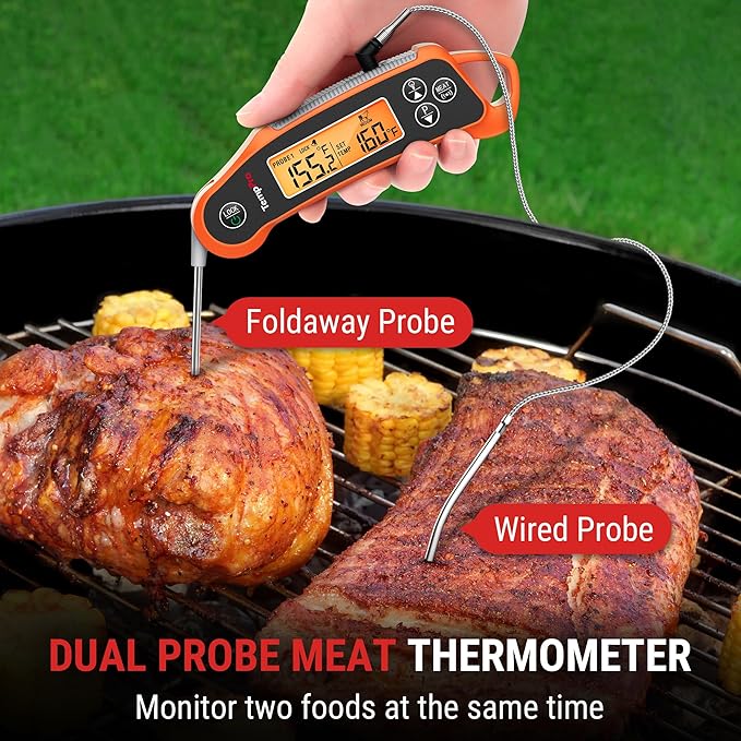 TempPro TP710 Instant Read Thermometer for Cooking, 2-in-1 Meat Thermometer Digital with 2 Probes & 2 Temperature Display, Kitchen Thermometer for Oven, Grilling, Smoker, BBQ (Previously ThermoPro) - Image 2