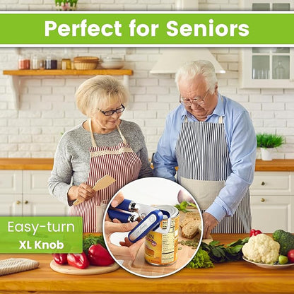 Spring Chef Stainless Steel Can Opener - Manual with Soft Grip Handles, Easy Turn, Heavy Duty Hand Can Openers for Seniors with Smooth Edge - Magnetic Lid Remover - Sapphire - Image 6