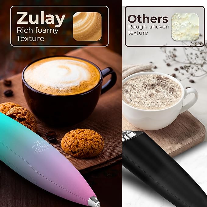 Zulay Kitchen Patented Tornado Triple Whisk Milk Frother with 4 Duracell Batteries – Handheld Foam Maker for Coffee, Lattes, Matcha & Hot Chocolate – Rich, Creamy Froth in Seconds - Rose Pink - Image 6