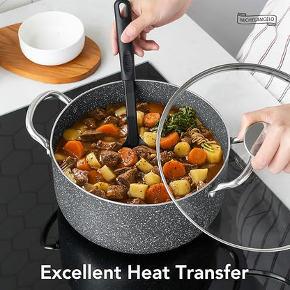MICHELANGELO 5 Quart Stock Pot with Lid, Nonstick Soup Pot with Lid, Induction Pot for Cooking, 5 Qt Pot with Lid, Non Stick Pot for Kitchen, Stockpot with Stainless Steel Handle, Oven Safe - Image 6