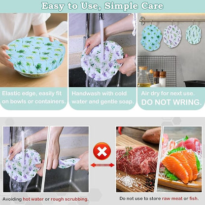 5-Size Reusable Beeswax Bowl Covers for Bread Proofing, Cotton Cloth Flexible Beeswax Wraps for Food Storage(Lavender) - Image 6