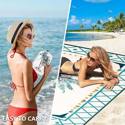 HIHOHO Beach Blanket Waterproof Sandproof Extra Large Beach Mat 79" X 83"/120"x108"for 1-8 Adults Quick Drying Durable Outdoor Picnic Mat for Beach Travel Camping Hiking