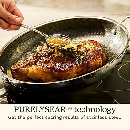 Cuisinart FusionPlus Hybrid Stainless Steel Cookware Set, 5-Piece Skillet Cooking Set with PFAS-Free PURELYSEAR CeramicT echnology, Scratch Proof, Cool Grip Handles, Dishwasher Safe