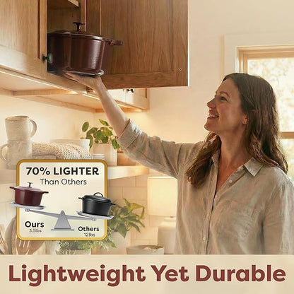 Gotham Steel 5 Qt Lightweight Dutch Oven Pot with Lid & Holders, Ceramic Non Toxic, Oven Safe & Even Heat Retaining Dutch Oven for Bread Baking Sourdough, Soup, Casserole, 70% Lighter than Cast Iron - Image 2
