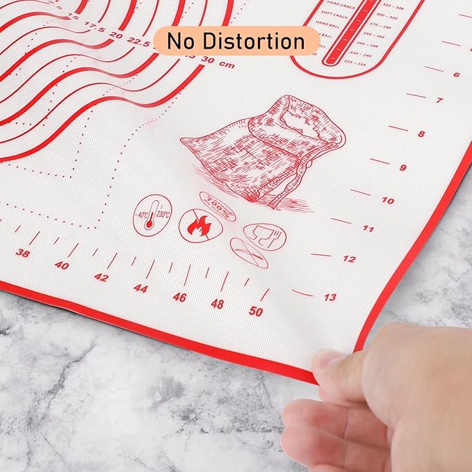 Silicone Pastry Baking Mat Dough - 16x24Inch Large Non Stick Slip Cookie Bread Rolling Mats Sheet, Kitchen Counter Kneading Cooking Board Pad Matt with Measurement for Pie Pizza Cookies Fondant Making - Image 6