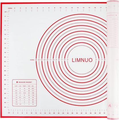 Silicone Baking Mat，Non Stick Rolling Dough with Measurements for Pie Pizza Cookies Fondant Making，Extra Thick Non Slip Silicone Pastry Mat (Red, XL-20"×28")