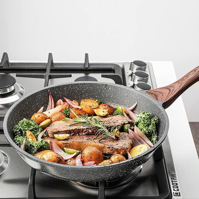SENSARTE Nonstick Frying Pan Skillets, Swiss Granite Coating Omelette Pans, Healthy Cookware Chef's Pan, Free of Intentionally Added PFOA (9.5+11+12.5 Inch) - Image 7