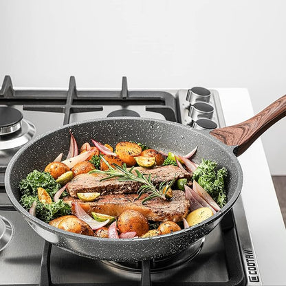 SENSARTE Nonstick Frying Pan Skillets, Swiss Granite Coating Omelette Pans, Healthy Cookware Chef's Pan, Free of Intentionally Added PFOA (9.5+11+12.5 Inch) - Image 7