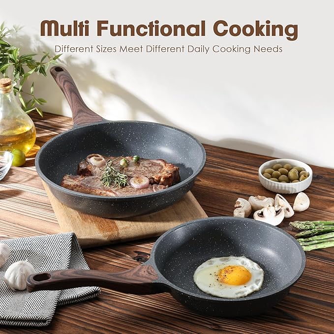 SENSARTE Nonstick Frying Pan Skillet, Swiss Granite Coating Omelette Pan, Healthy Stone Cookware Chef's Pan, PFOA Free (8/9.5/10/11/12.5 Inch) (10 Inch) - Image 7