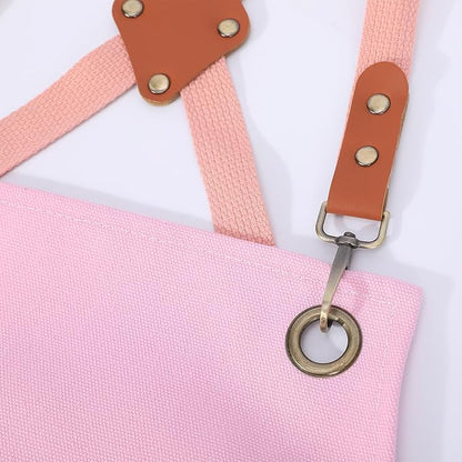 AFUN Chef Aprons for Men Women with Oversized Pockets, 16-Ounce Cotton Canvas Cross Back Heavy Duty Work Apron (Light Pink) - Image 3