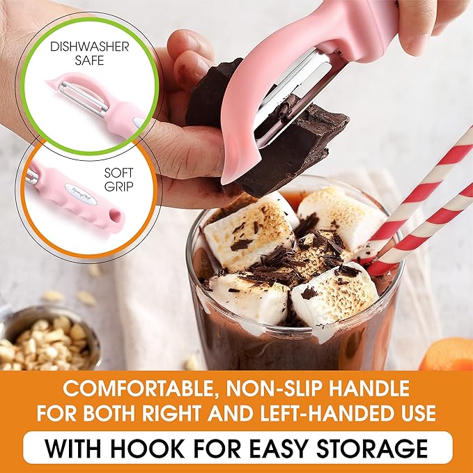 Spring Chef Premium Swivel Vegetable Peeler, Soft Grip Handle and Ultra Sharp Stainless Steel Blades - Perfect Kitchen Peeler For Veggie, Fruit, Potato, Carrot, Apple - Pink Lemonade - Image 6