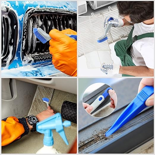 Patelai 4 Pieces Cleaning Brush Sets Small Scrub Brush Household Use for Cleaning Bottle Sink Kitchen Sink Corner Dish Edge Grout Bathroom Sliding Door Window Track(White, Blue) - Image 6