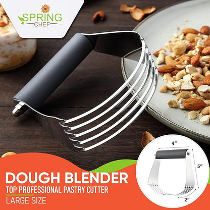 Spring Chef Large Gray Dough Blender For Baking, Heavy Duty Dough Cutter Tool, Stainless Steel Manual Pastry Cutter Tool with Sharp Blades, Dishwasher Safe Pastry Blender for Easy Mixing - Image 2