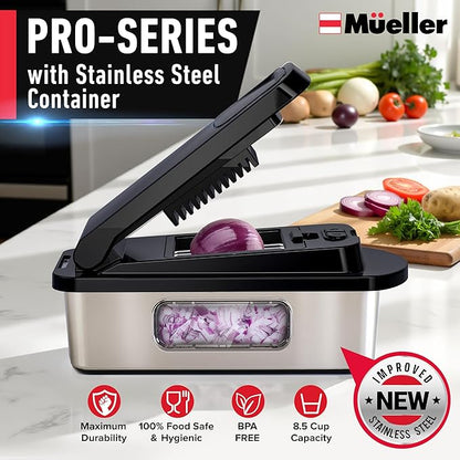 Mueller Pro-Series 10-in-1, 8 Blade Stainless Steel Multi Vegetable Chopper And Mandoline Slicer, Kitchen Tools and Gadgets, Food and Veggie Chopper, Mincer, Dicer, French Fry Cutter, Black - Image 2