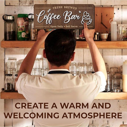 Woodamore Coffee Bar Signs for Wall Decor - Vintage Coffee Accessories for Cafe Station Signs Decorations, Small Farmhouse Cafe Sign for Home Decor Kitchen, Countertop - Image 6