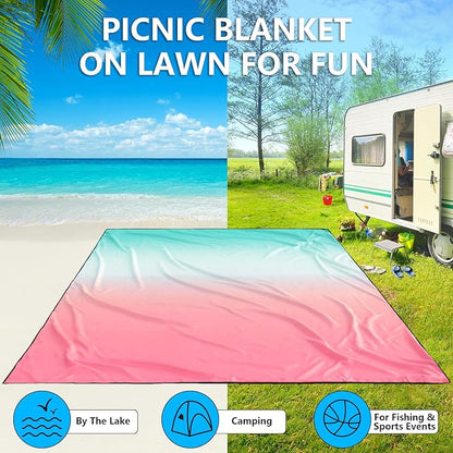WIWIGO Beach Blanket Waterproof Sandproof Beach Mat 79" X 83"/10'x9'for 2-8 Adults Quick Drying Outdoor Picnic Mat Beach Accessories for Travel, Camping, Hiking - Image 6