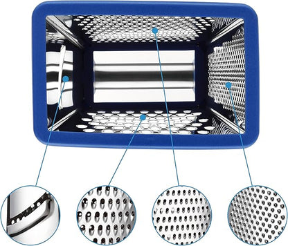 Spring Chef Stainless Steel XL Parmesan Cheese Grater with Handle - 4 Sided Metal Box Grater for Kitchen - Dishwasher Safe Potato Shredder for Hash Browns, Potato, Carrot, Vegetables - Sapphire - Image 9