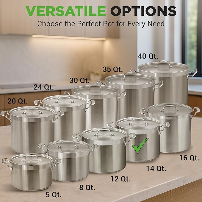NutriChef Stainless Steel Cookware Stockpot - 14 Quart, Heavy Duty Induction Pot, Soup Pot with Stainless Steel Lid, Gas, Induction, Ceramic, Glass and Halogen Cooktops Compatible - NCSPT14Q - Image 3