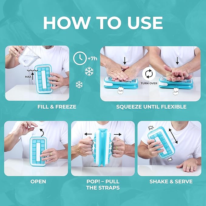 ICEBREAKER POP 2.0 2024: Make And Serve Ice Without Ever Touching The Ice | The Sanitary Silicone Ice Cube Tray for Freezer | Patented Ice Trays for Freezer | This Ice Cube Maker Makes 18 Cubes - Image 6