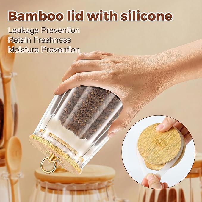 2 Pack Sugar Jar with Lid and Spoon,24oz Large Glass Spice Jars for Coffee Bar Decor Accessories Food Storage Containers Home Essentials - Image 4