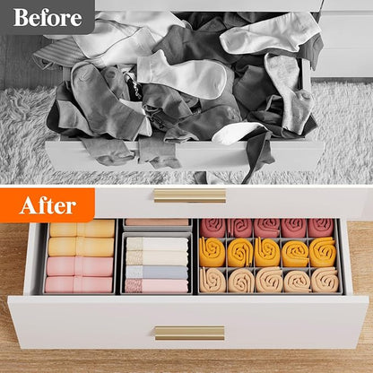 Lifewit Underwear Drawer Organizer for Closet 12 Pack, 3 Sizes Dresser Organizer Dividers, Deep Fabric Foldable Drawer Storage Organizer Bins for Clothes, Sock, Bra, Lingerie, Undies