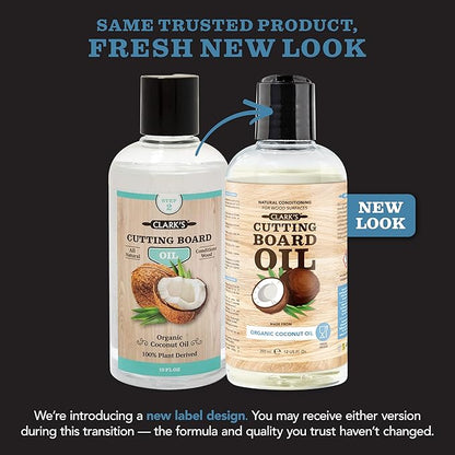 CLARK'S Cutting Board Oil - Coconut Extract Oil for Cutting Board - Made with Fractionated Coconut Oil for Kitchen Countertops, Butcher Blocks, Wooden Bowls and Utensils