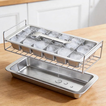 Stainless Steel Ice Cube Tray - 36-Cavity Large-Easy-Release Lever for Whiskey & Cocktails, Stackable Plastic-Free Freezer Mold, Rustproof & Dishwasher Safe