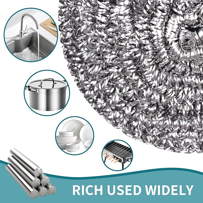 Carrie Joe Stainless Steel Scourer Heavy Duty Scrubber Pads Steel Wool Pack of 6,40g - Image 6