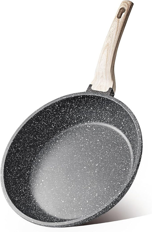 CAROTE Non Stick Frying Pan Skillet, Omelet Pan, Healthy Non Toxic Granite Chef Pan, Induction Compatible Egg Frying Pan with Heat-Resistant Handle, PFOA-Free,Black, 10" by CAROTE