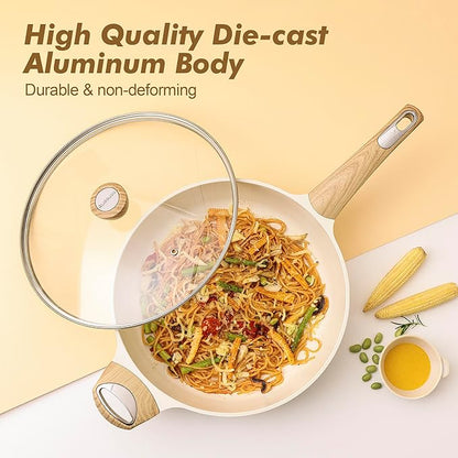 SENSARTE Ceramic Cookware Sets, Pots and Pans Set Non stick, 14 Piece Induction Cookware, Non toxic Healthy Non Stick Kitchen Cooking Set, with Frying Pans Set, PFAS PTFE PFOA PFOS Free - Image 6