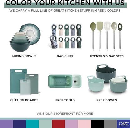COOK WITH COLOR Prep Bowls with Lids- Wide and Deep Nesting Plastic Small Mixing Bowl Set with Lids, 8 Piece Set - Wide Bowls, Sage - Image 8