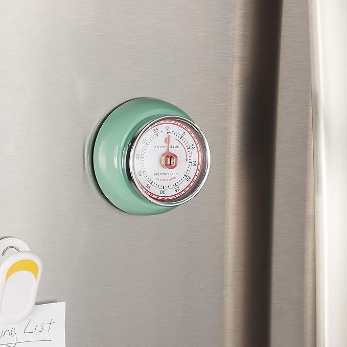 Zassenhaus Magnetic Retro Kitchen Timer, Classic Mechanical Cooking Timer (Mint Green) - Image 4