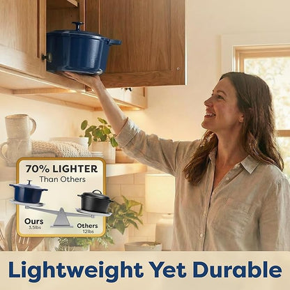 Gotham Steel 5 Qt Lightweight Dutch Oven Pot with Lid & Holders, Ceramic Non Toxic, Oven Safe & Even Heat Retaining Dutch Oven for Bread Baking Sourdough, Soup, Casserole, 70% Lighter than Cast Iron - Image 2