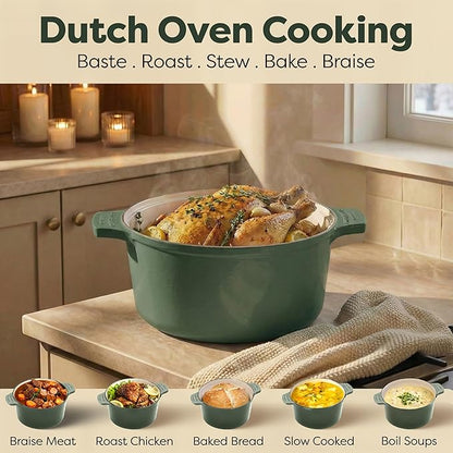 Gotham Steel 5 Qt Lightweight Dutch Oven Pot with Lid & Holders, Ceramic Non Toxic, Oven Safe & Even Heat Retaining Dutch Oven for Bread Baking Sourdough, Soup, Casserole, 70% Lighter than Cast Iron - Image 10