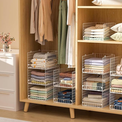 Yociyoga Stackable Closet Organizers and Storage - 4-Tier Stackable Storage Bins, Foldable Closet Shelf Organizer Basket, Clothes Organizers Shelves for Organizer System(Patent 30022416) - Image 5