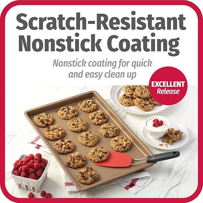 GoodCook BestBake Nonstick Textured Carbon Steel Cookie Sheet, 11" x 17", Large Baking Sheet, Even Heating, Scratch-Resistant, Non-Toxic, Durable, Ideal for Baking and Sheet Pan Dinners - Image 3