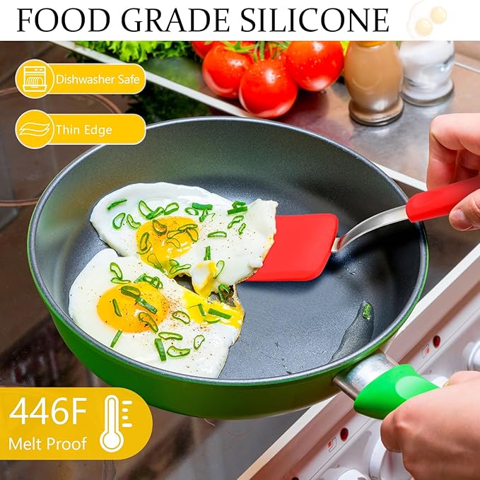 Silicone Cookie Spatula Turner 2 Pack Mini Brownie Spatula Flexible Kitchen Small Silicone Turner for Nonstick Cookware Heat Resistant No Scratch Flipper for Egg Pancake(Red) - Image 4