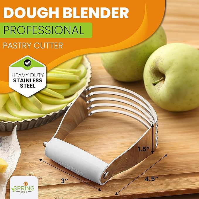 Spring Chef Medium Size White Dough Blender For Baking, Multifunctional Dough Cutter Tool, Stainless Steel Pastry Cutter Tool with Sharp & Sturdy Blades, Dishwasher Safe Pastry Blender for Easy Mixing - Image 2