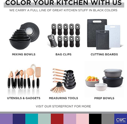 COOK WITH COLOR Prep Bowls with Lids- Wide and Deep Nesting Plastic Small Mixing Bowl Set with Lids, 8 Piece Set - Wide Bowls, Black/White - Image 7
