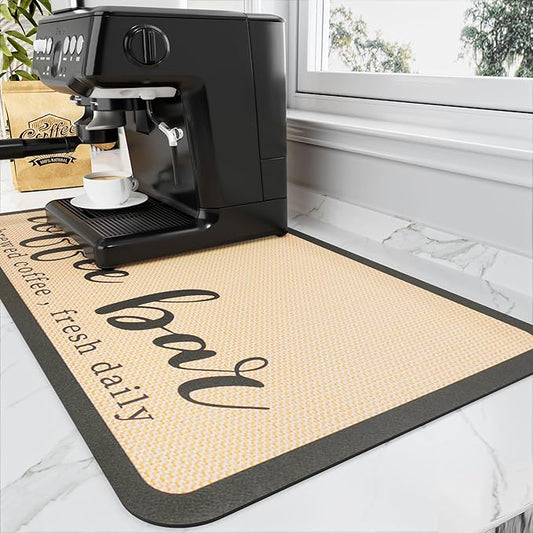 HotLive Coffee Mat - Absorbent Hide Stain Rubber Backed Dish Drying Mat for Kitchen Counter - Bar Mats for Countertops Accessories Fit Under Coffee Maker Espresso Machine by HotLive
