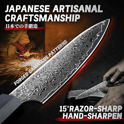 TIVOLI Damascus Kitchen Utility Knife - 67-Layer Forged Blade, VG10 Razor-Sharp Edge, Carbon Fiber Handle, Perfect for Peeling, Slicing & Trimming - Precision Balance & Gift Box Included