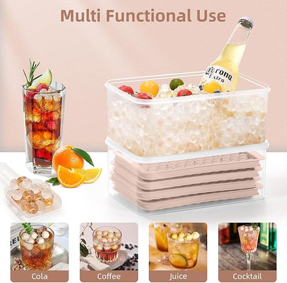 WIBIMEN Mini Ice Cube Trays, 0.55” Tiny Pebble Ice for Iced Coffee & Cocktails, Fast Chill, Easy Twist Release, Stackable with Lid & Storage Bin (4 Pack, Pink) - Image 6