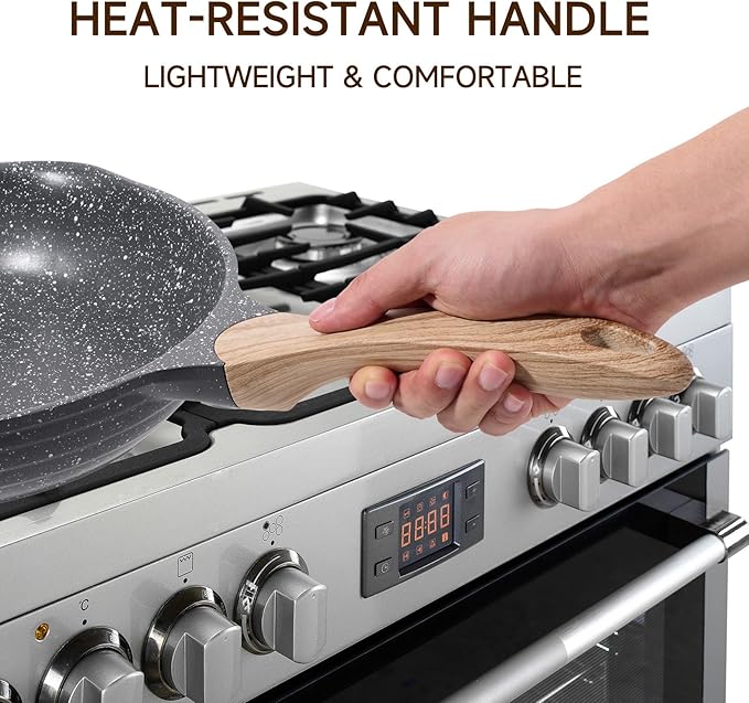 JEETEE Nonstick Frying Pans Skillet with Lid, 8" Non-Stick Frying pan, Aluminum Pans with Bakelite Handle, Compatible with All Stovetops (Gas, Electric & Induction) - Image 5