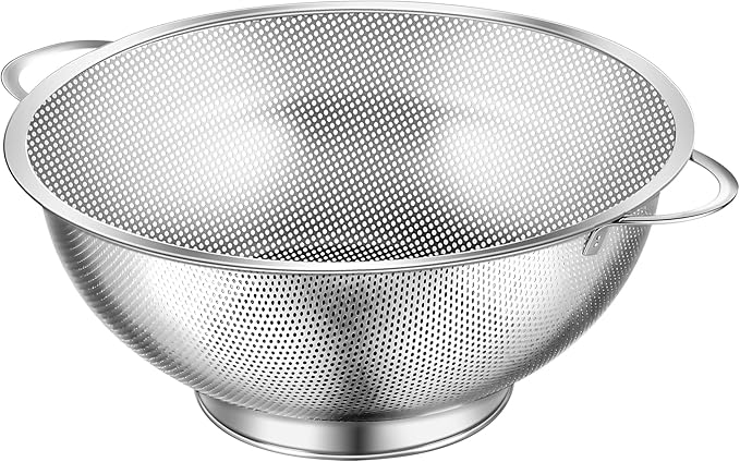 Kaishun Colander Stainless Steel 3-Quart, Strainer for Kitchen Food, Dishwasher Safe