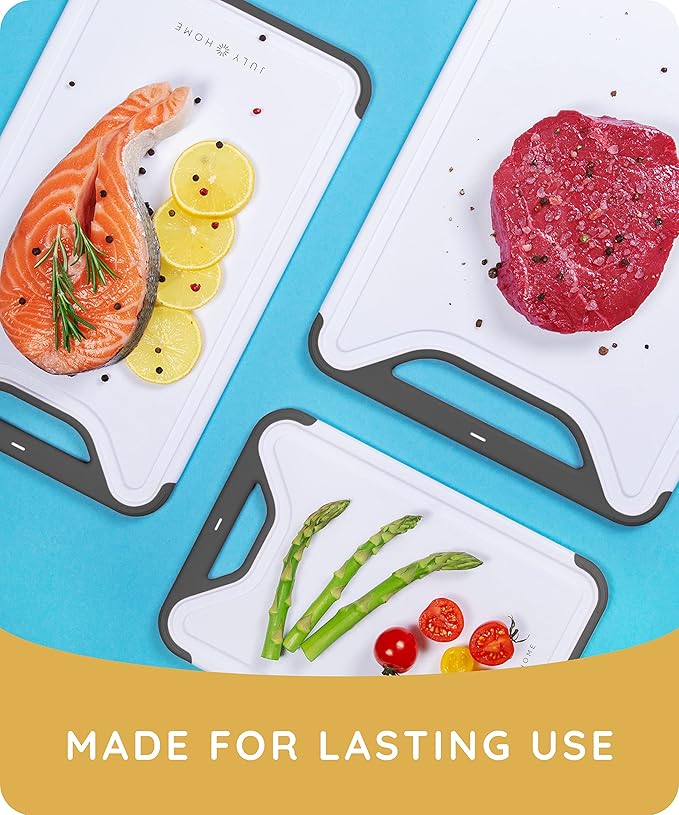 Serveware Accessories Cutting Boards for Kitchen, Plastic Cutting Board, Dishwasher Safe Cutting Board with Juice Grooves, Thick Chopping Board Easy Grip Handle & Non-Slip (Black, 16"x10")