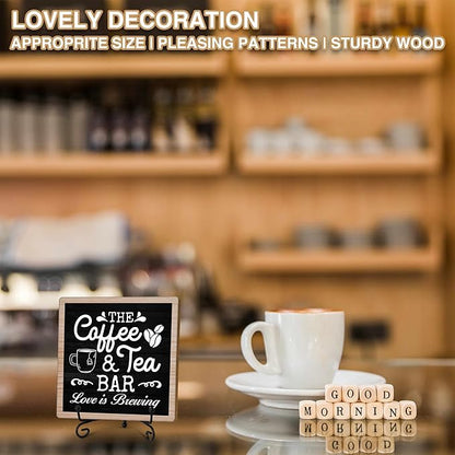 Coffee & Tea Bar Decor Signs & Table Decor, Tea Station Accessories, Themed Gifts - Wooden Desk Decor (H26) - Image 5