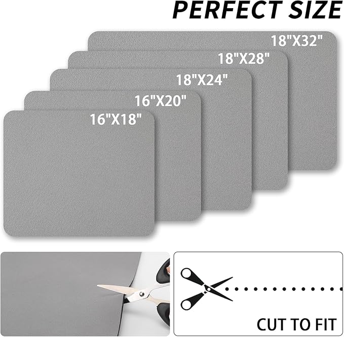 HotLive Dish Drying Mat for Kitchen Counter, Heat Resistant Drainer Mats with Non-slip Rubber Backed, Hide Stain Kitchen Super Absorbent Draining Mat, Easy to Clean Dish Rack Pad, Grey 18"x28" - Image 6
