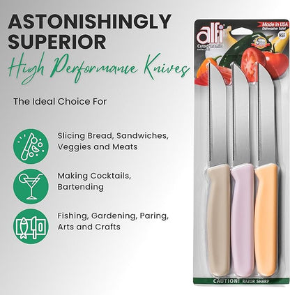 Alfi All-Purpose Knives Aerospace Precision Pointed Tip - Home And Kitchen Supplies - Serrated Steak Knives Set | Made in USA (Loquat) - Image 3