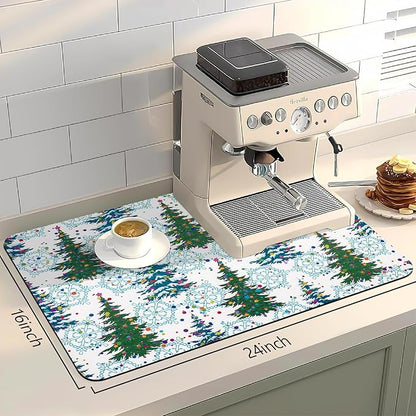 Bloss Christmas Drying Mat, 16"x24" Absorbent Coffee Mat with Waterproof Rubber Back, Fit Under Coffee Maker Machine / Counter - Image 6