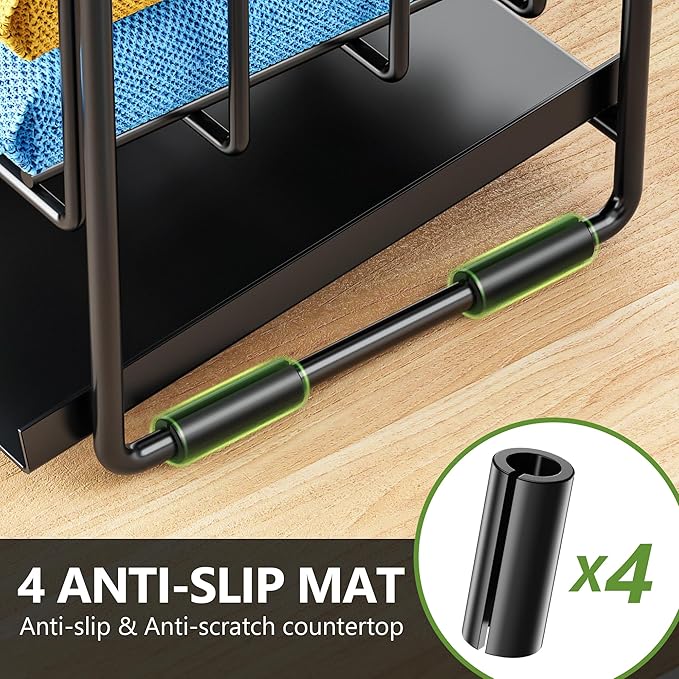 Cisily 2-Tier Kitchen Sink Caddy Organzier Rack with Flexible Dish Brush Holder, Sponge Holder for Kitchen Sink Countertop Organization Storage,Home Decor Accessories Essentials Stainless Steel - Image 5